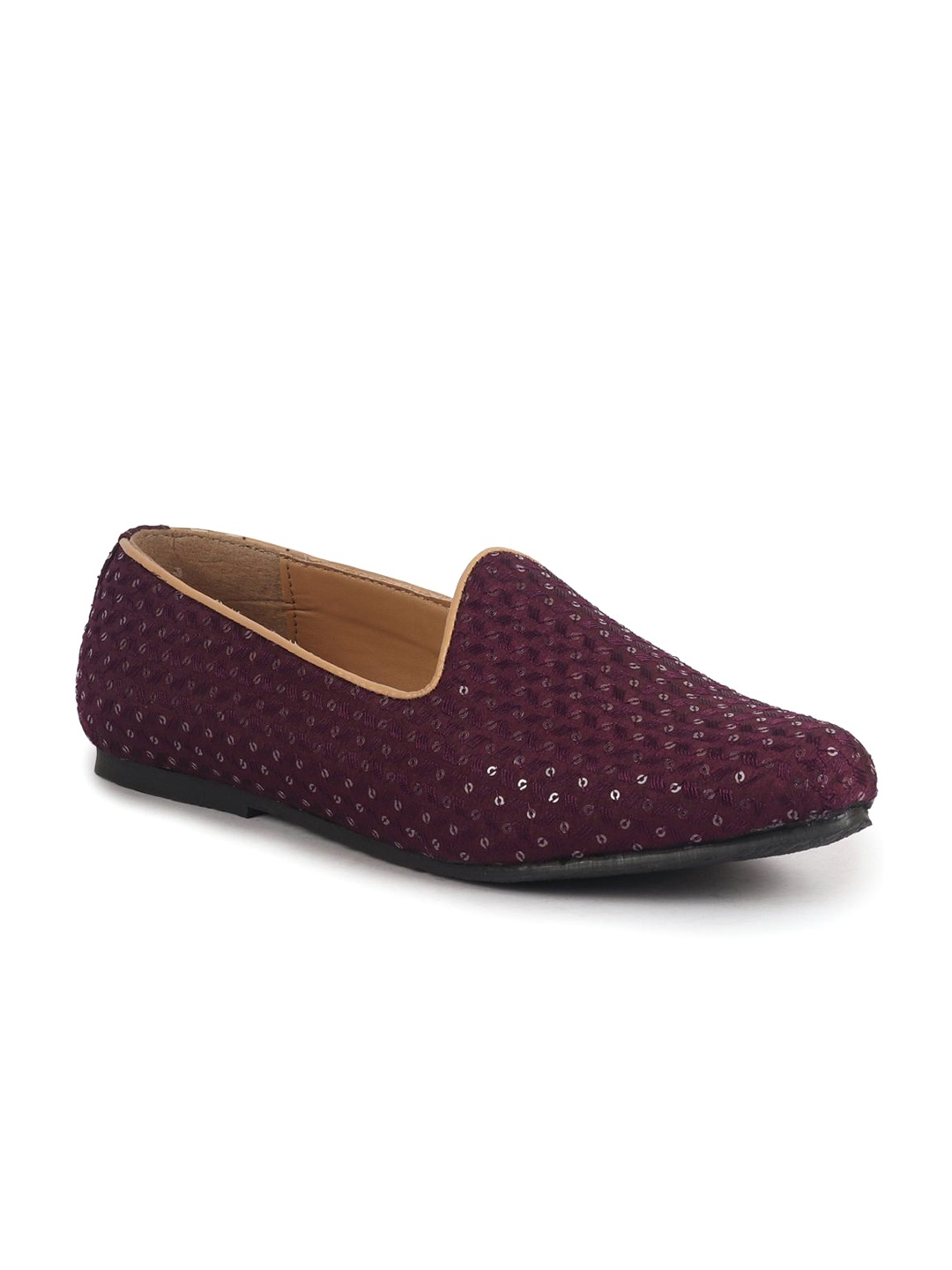

FAUSTO Men Woven Design Lightweight Mojaris, Maroon