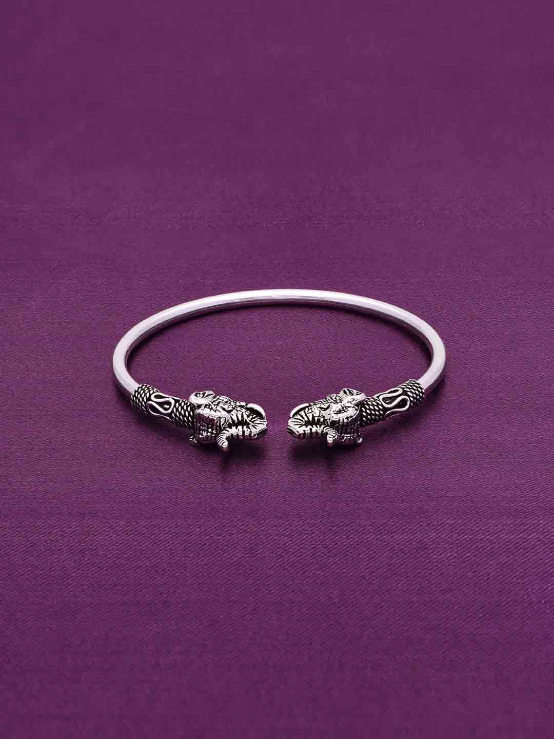 

KAI JEWEL 925 Sterling Silver Rhodium-Plated Authentic Elephants Oxidized Cuff Bracelet