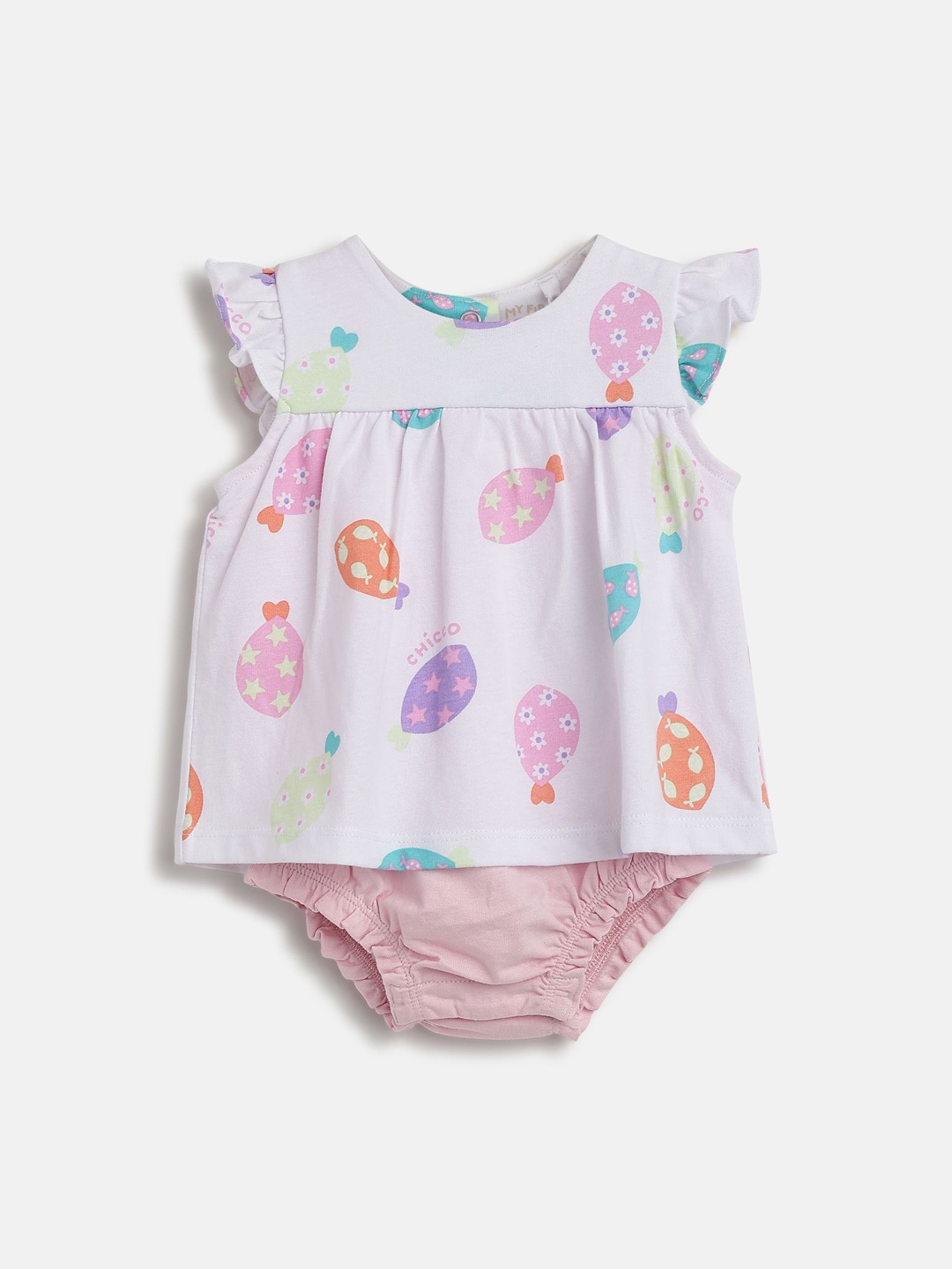 

Chicco Girls Printed Pure Cotton Short Sleeve Bodysuit, White