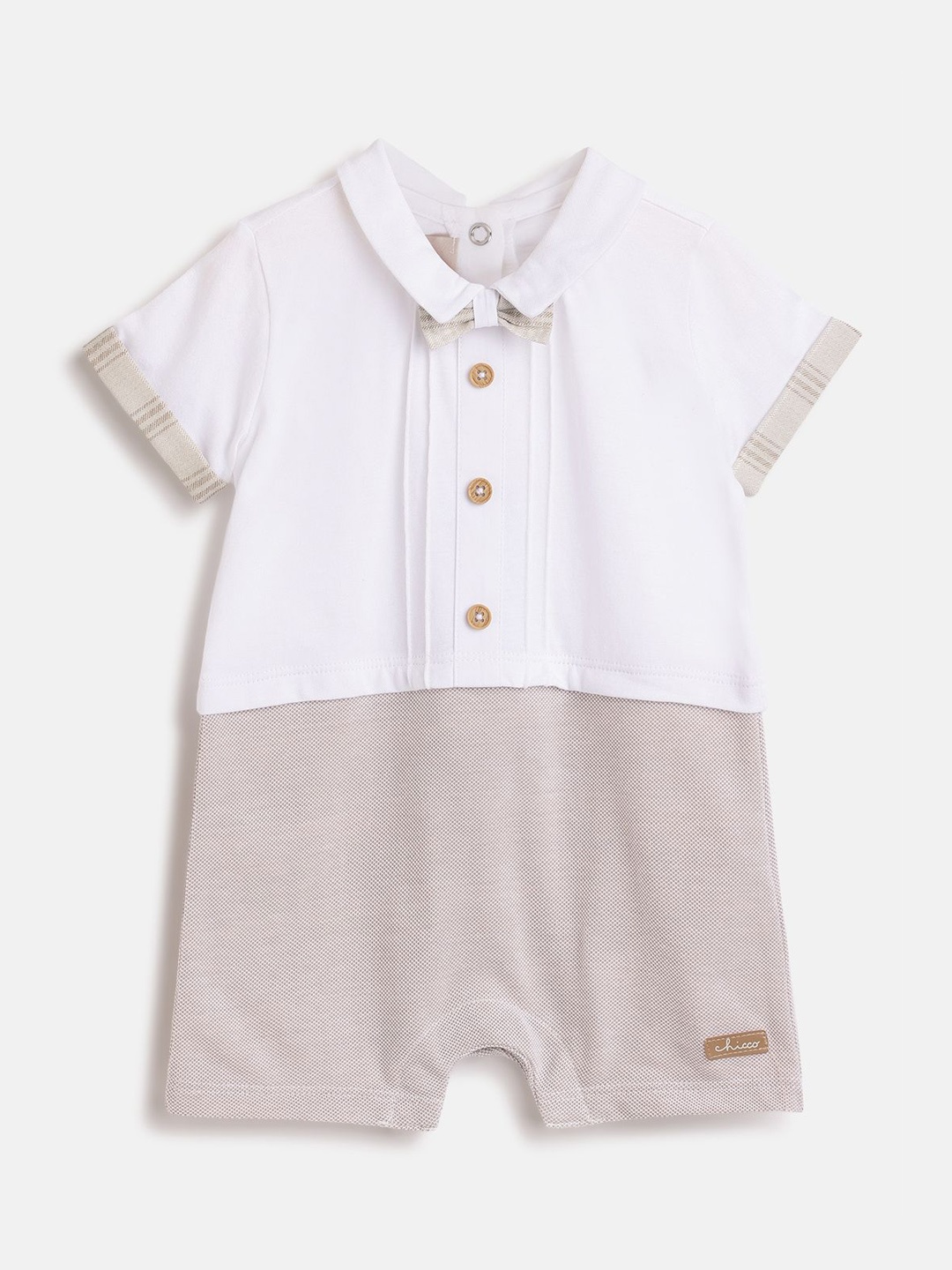 

Chicco Boys Pure Cotton Short Sleeve Romper, White