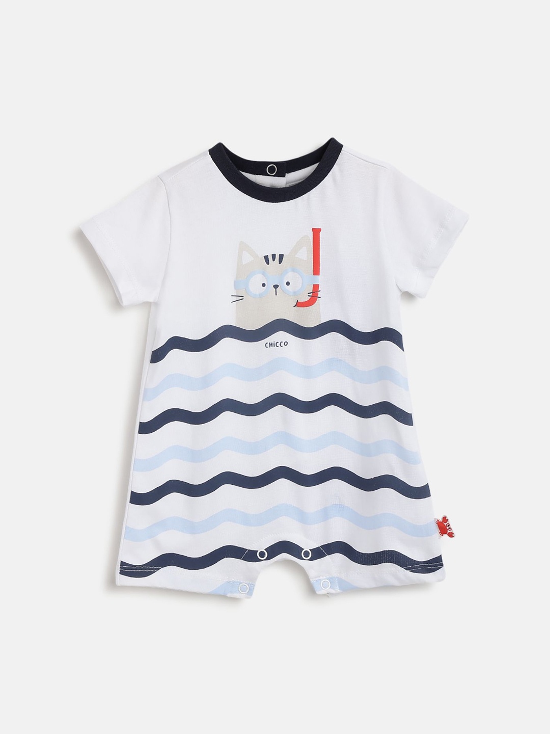 

Chicco Infant Boys Printed Pure Cotton Short Sleeve Romper, White