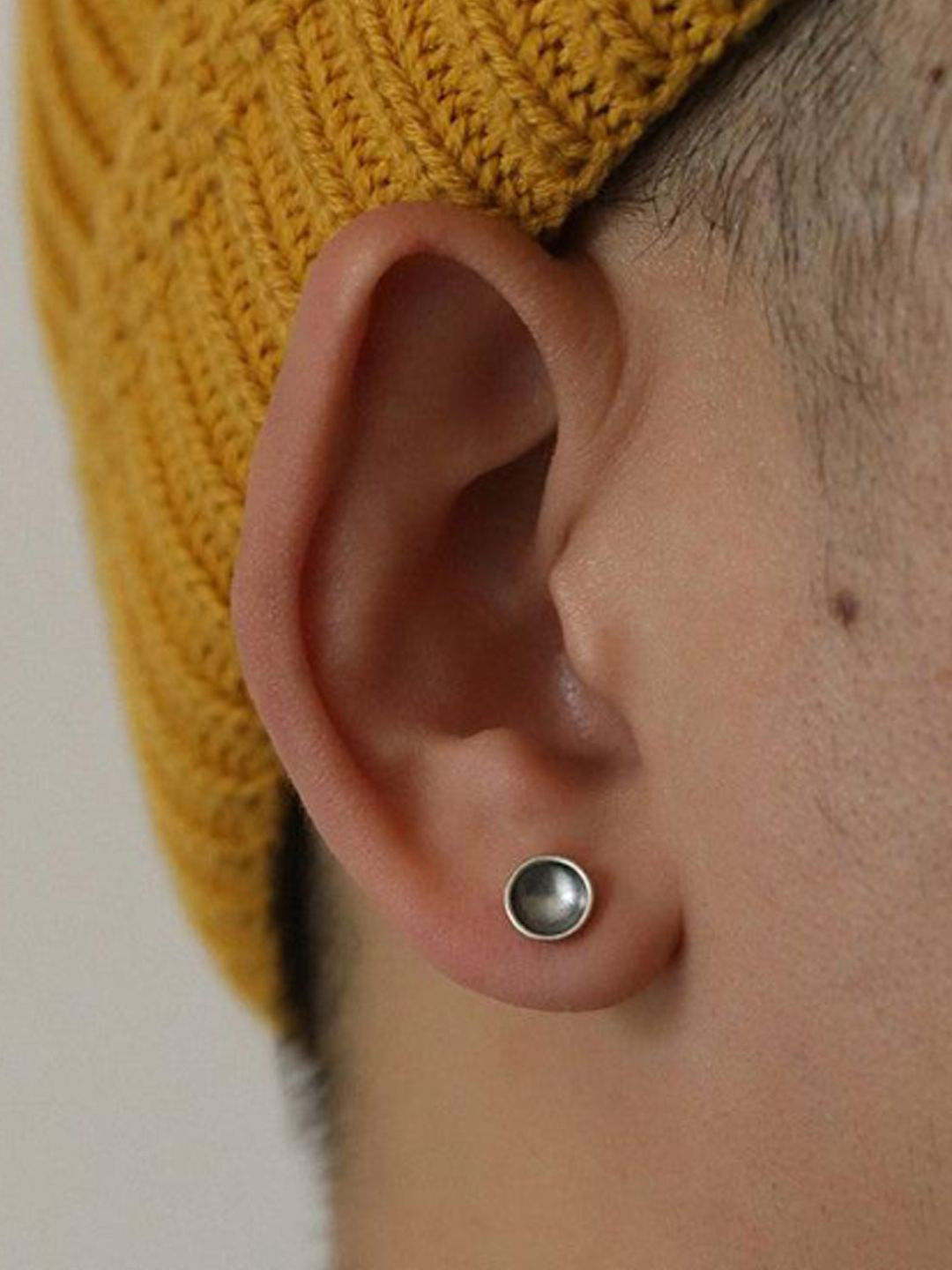 

Goldnera Men 925 Sterling Silver Circular Shaped Minimal Studs