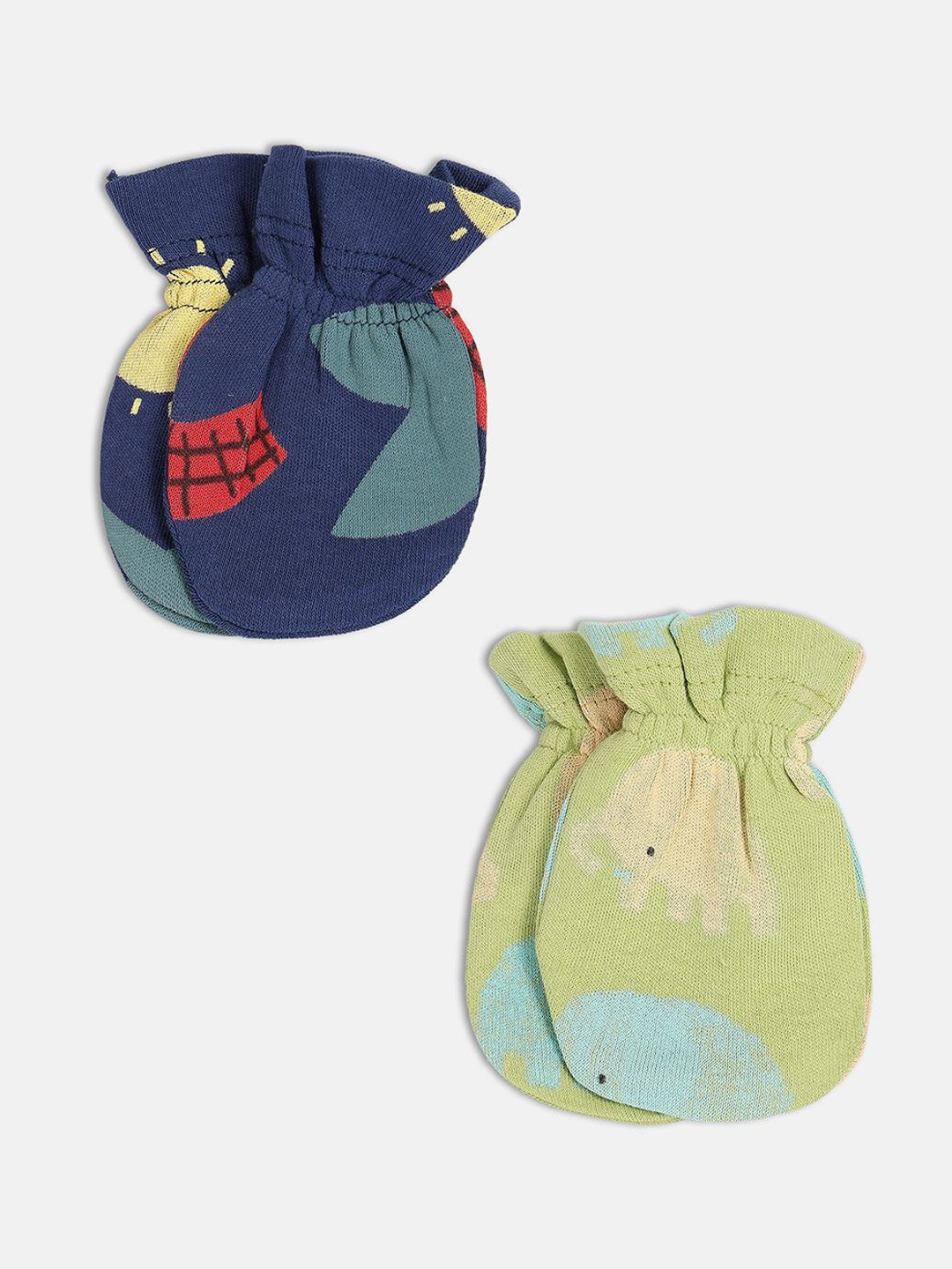 

MINI KLUB Infant Boys Pack Of 2 Printed Pure Cotton Mittens, Navy blue