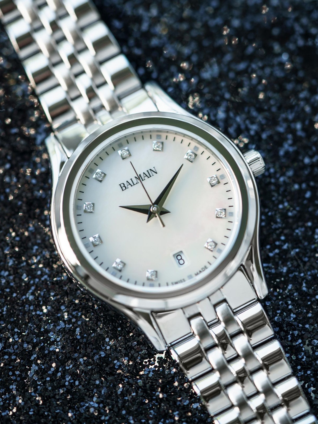 

Balmain Women Brass Mother of Pearl Dial & Stainless Steel Embellished Straps Analogue Watch B83413386, White