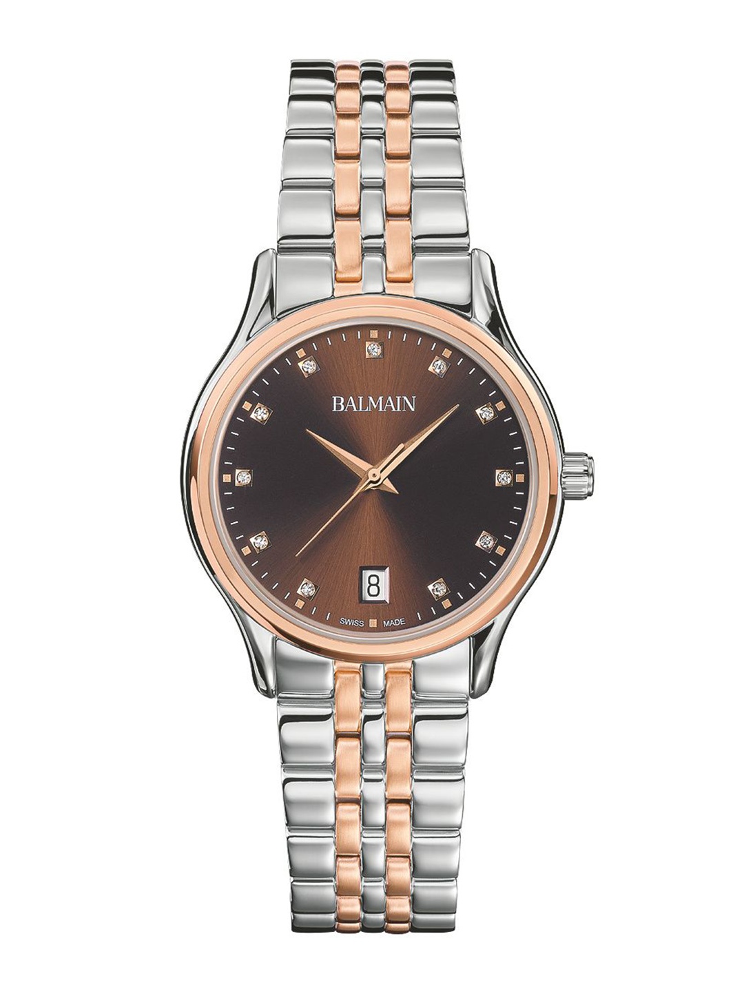 

Balmain Women Brass Embellished Dial & Stainless Steel Bracelet Style Straps Analogue Watch B83583355, Brown