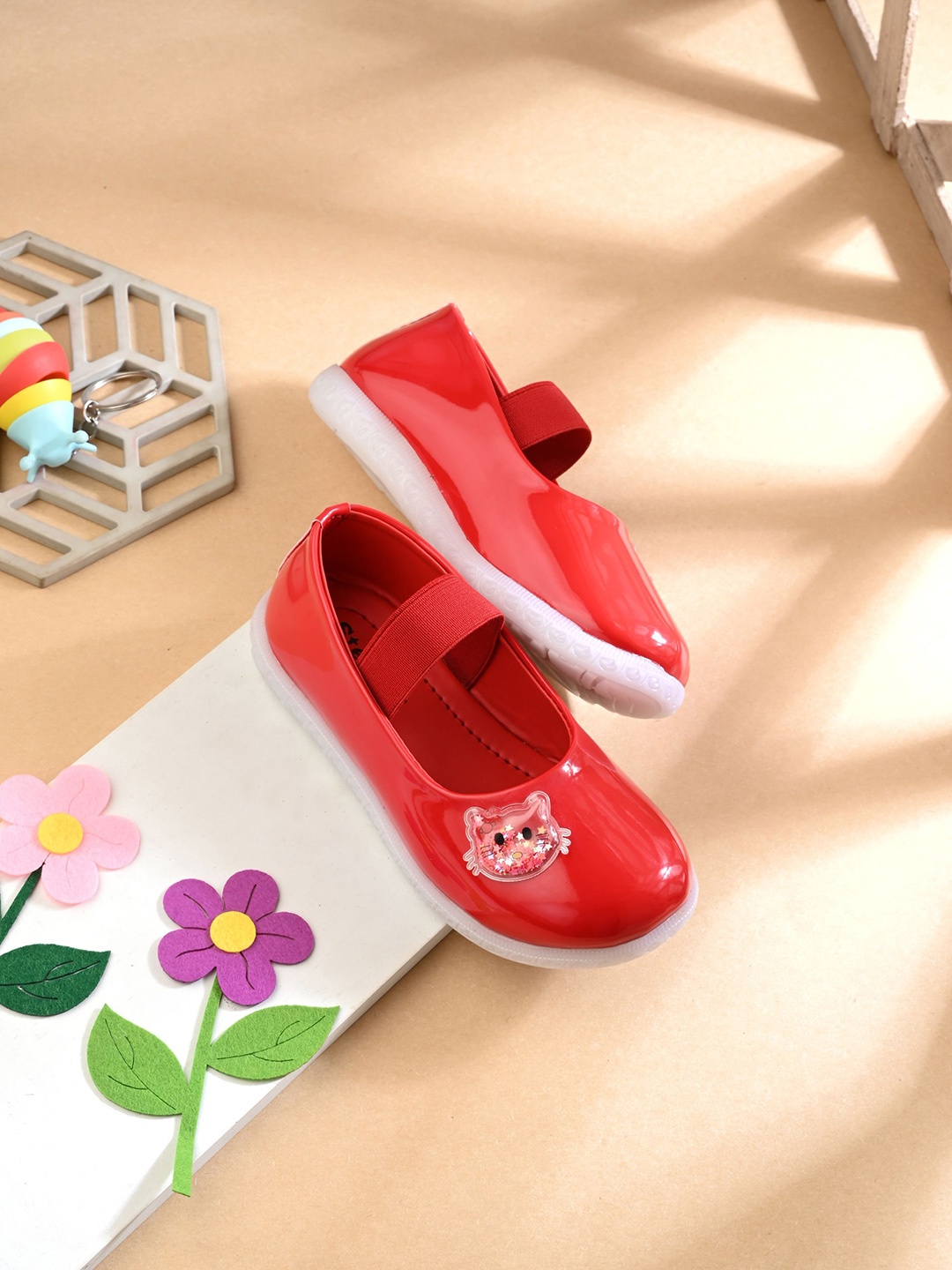 

STEFENS Girls Ballerinas with Bows Flats, Red