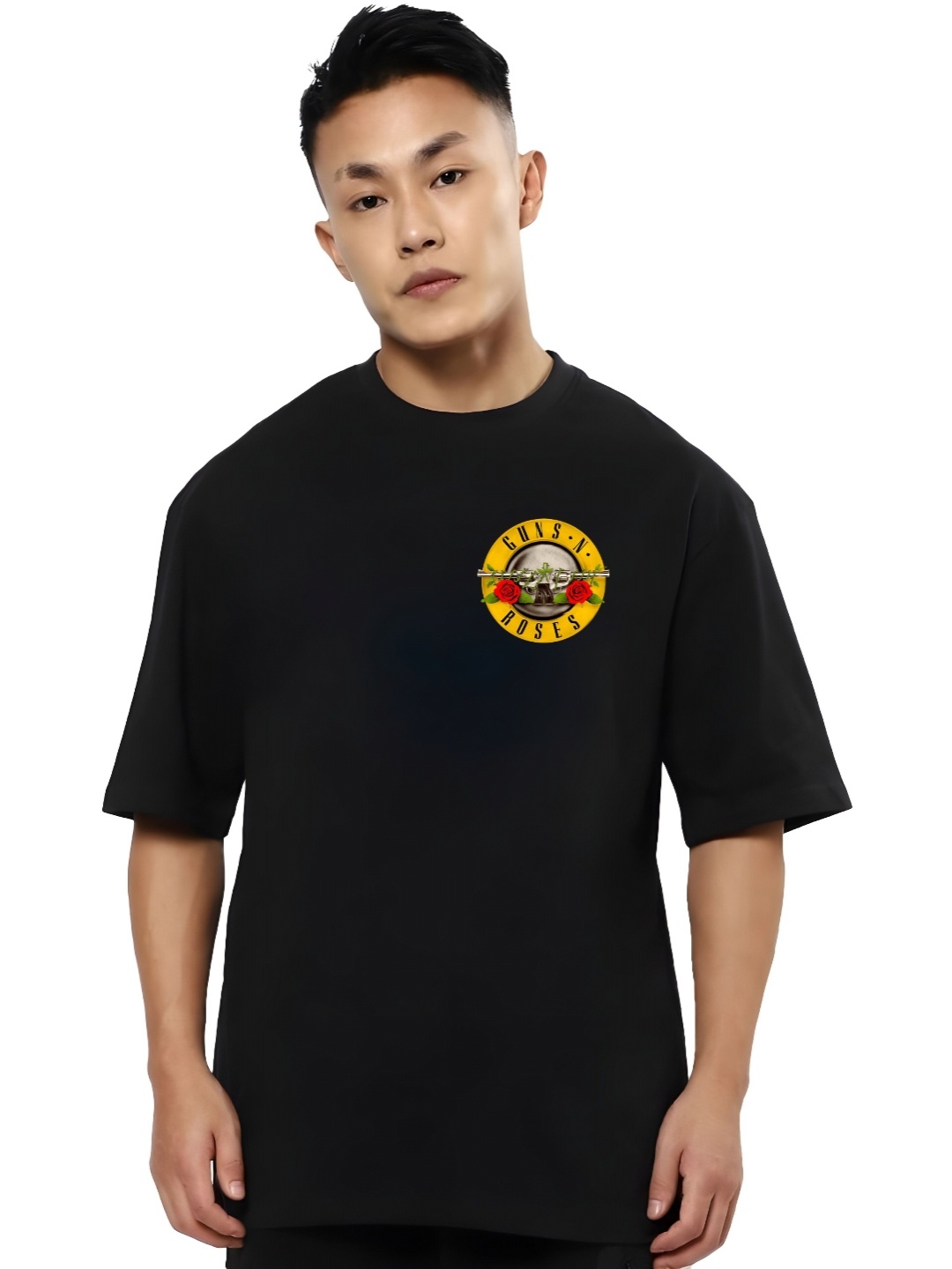 

BOWLIFESTYLE Men Drop-Shoulder Sleeves Pure Cotton T-shirt, Black