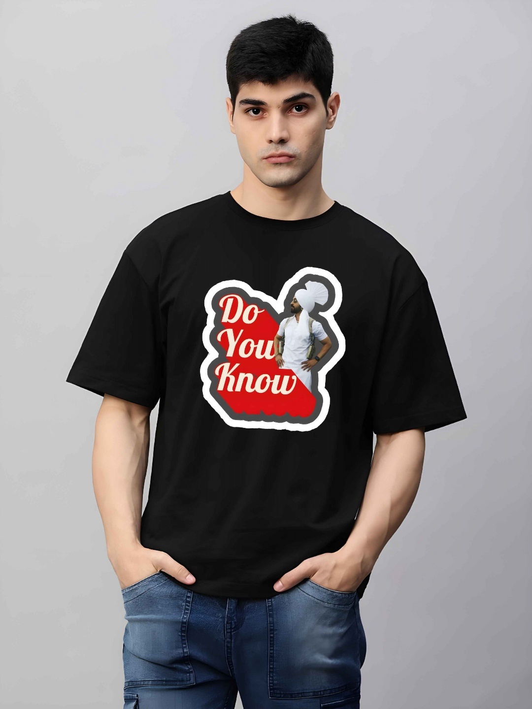 

BOWLIFESTYLE Men Drop-Shoulder Sleeves Pure Cotton T-shirt, Black