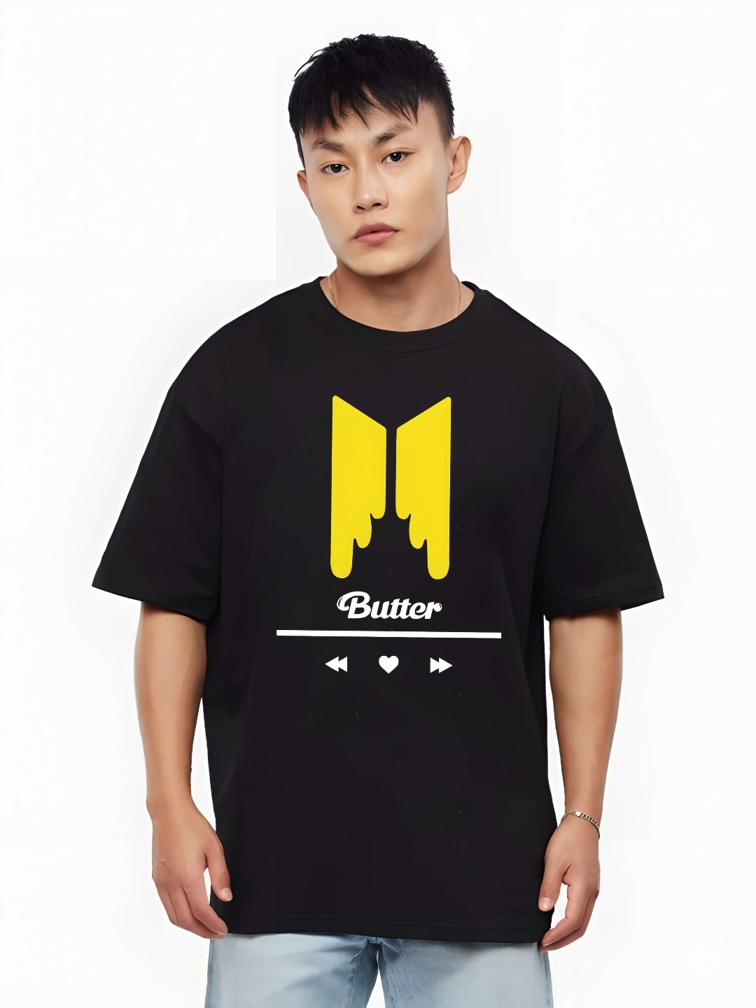 

BOWLIFESTYLE Men Drop-Shoulder Sleeves Pure Cotton T-shirt, Black