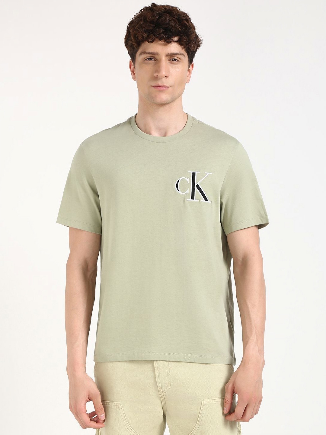 Calvin Klein Jeans Men Typography Pockets T-shirt, Green