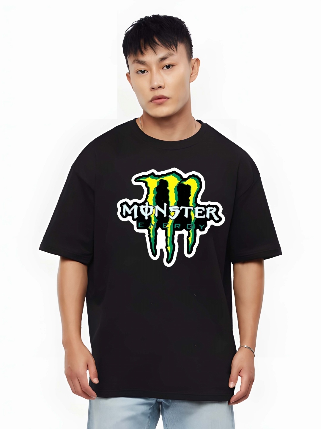 

BOWLIFESTYLE Men Drop-Shoulder Sleeves Pure Cotton T-shirt, Black