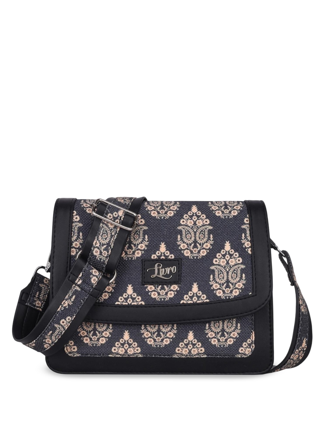 

LIVRO Floral PU Structured Sling Bag, Black