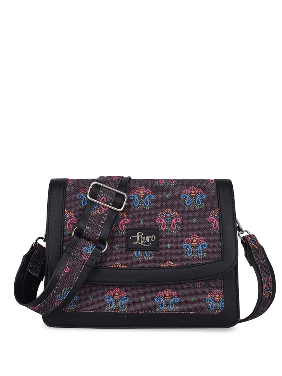 

LIVRO Floral PU Structured Sling Bag, Black
