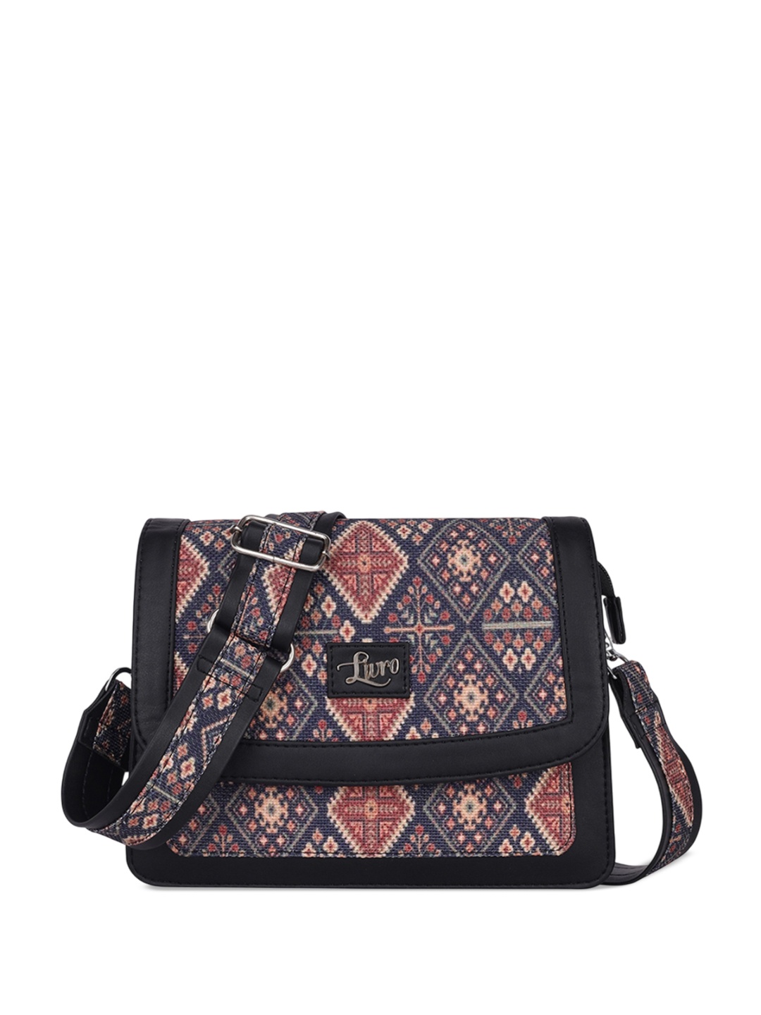 

LIVRO Floral PU Structured Sling Bag, Black