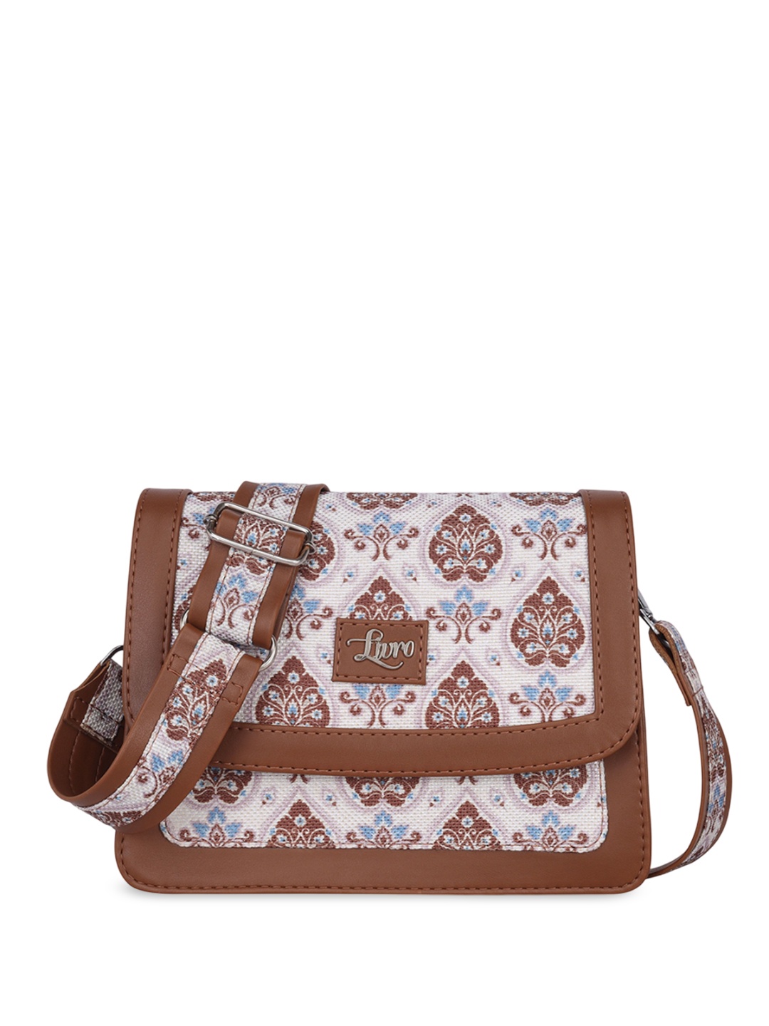 

LIVRO Floral PU Structured Sling Bag, Brown