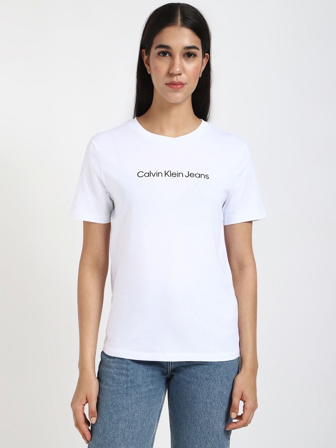 

Calvin Klein Jeans Women Tribal Monochrome Pockets T-shirt, White