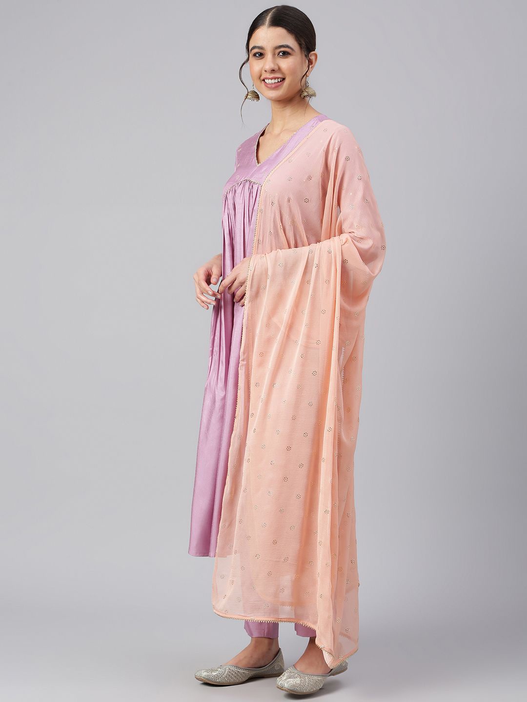 

KALINI Women Empire Gotta Patti Kurta with Trousers & With Dupatta, Mauve