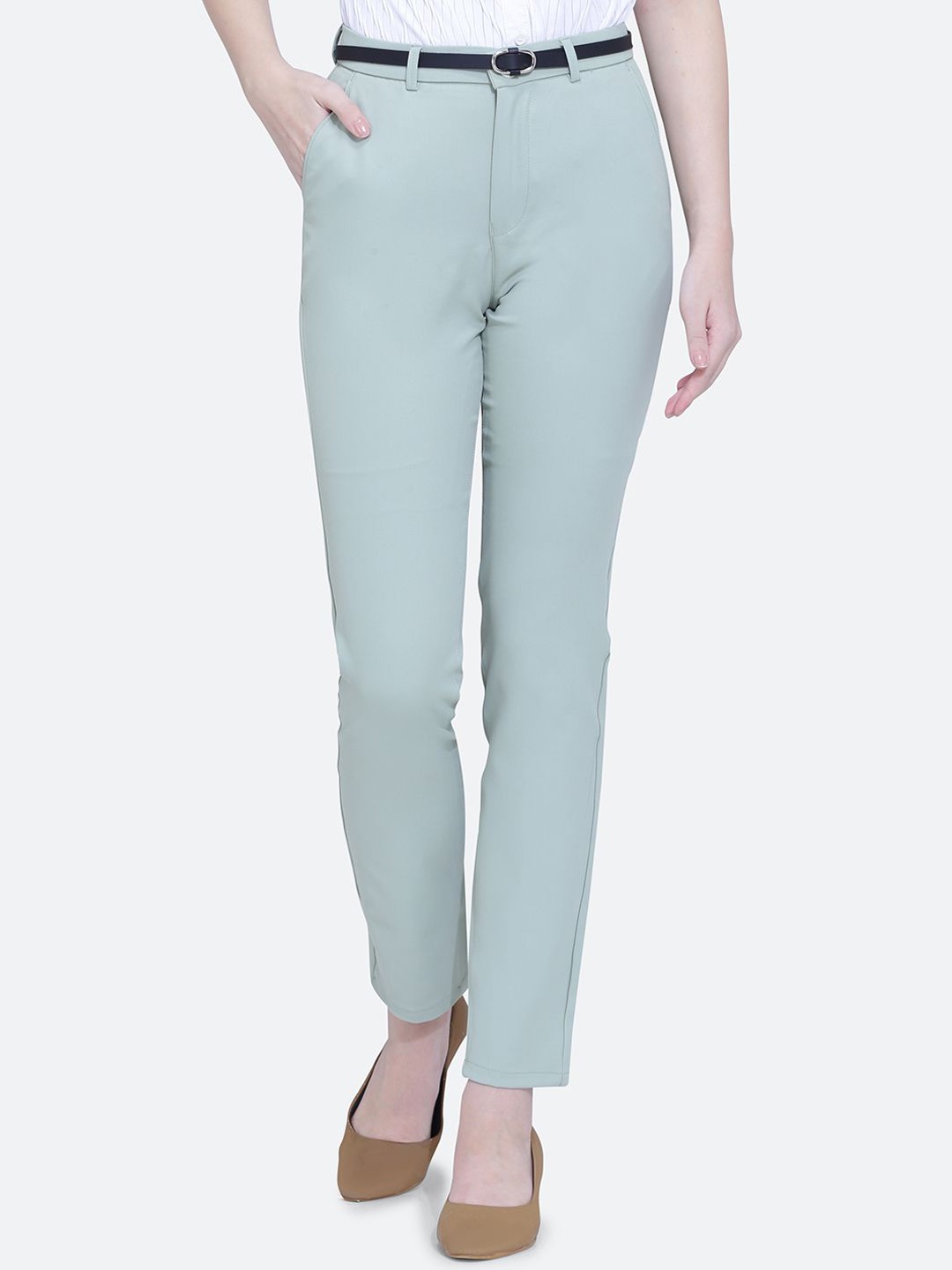 

FCK-3 Women Smart High-Rise Trousers, Lime green