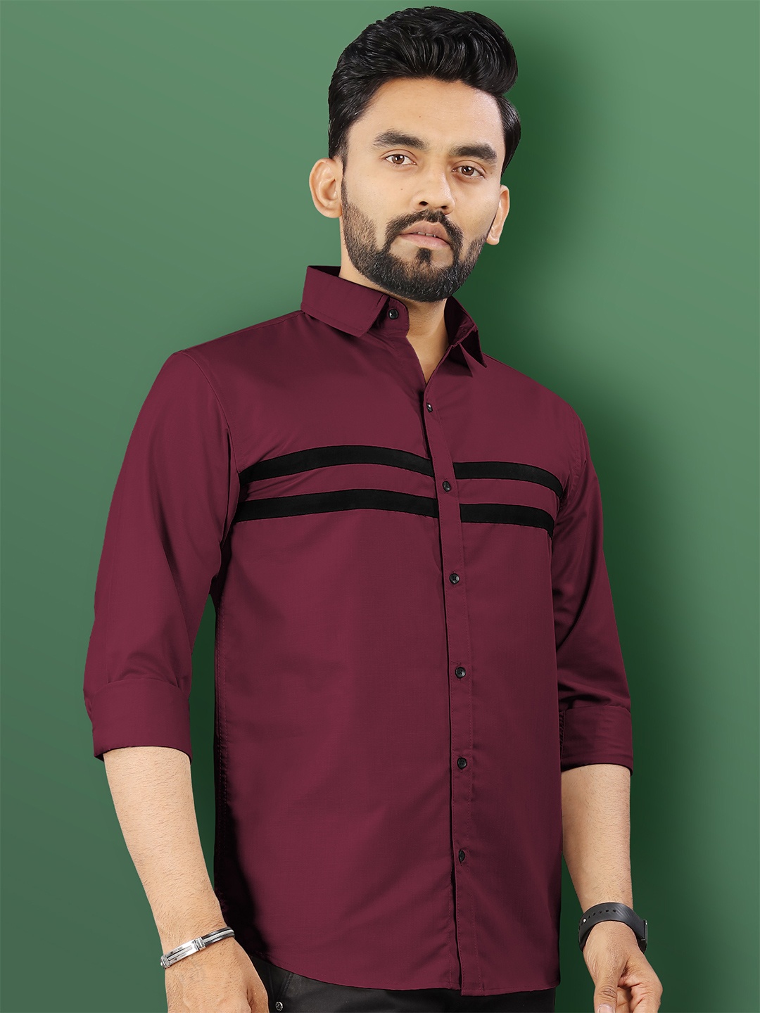 

VeBNoR Men Standard Opaque Casual Shirt, Maroon