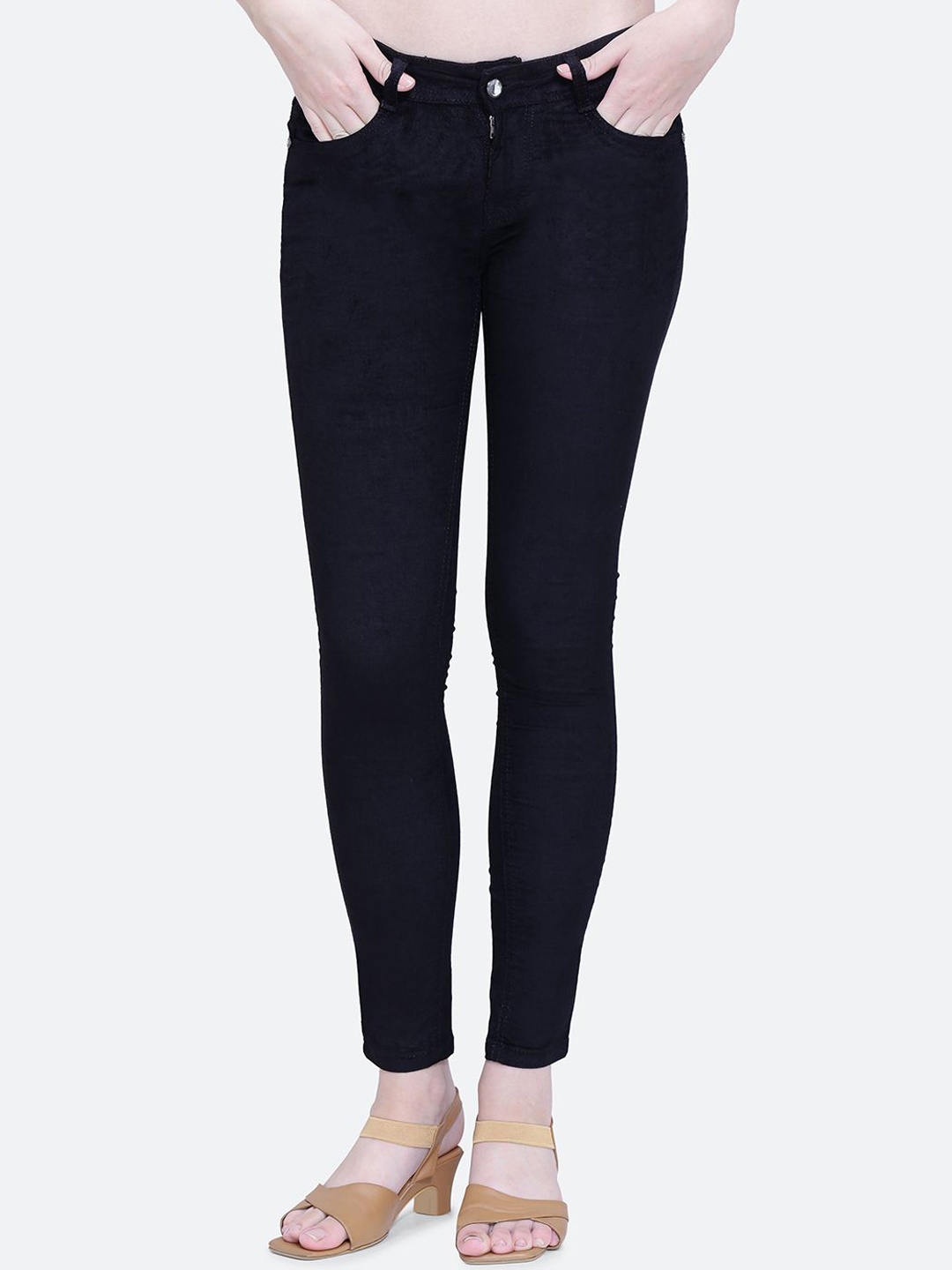 

FCK-3 Women Smart High-Rise Corduroy Trousers, Black