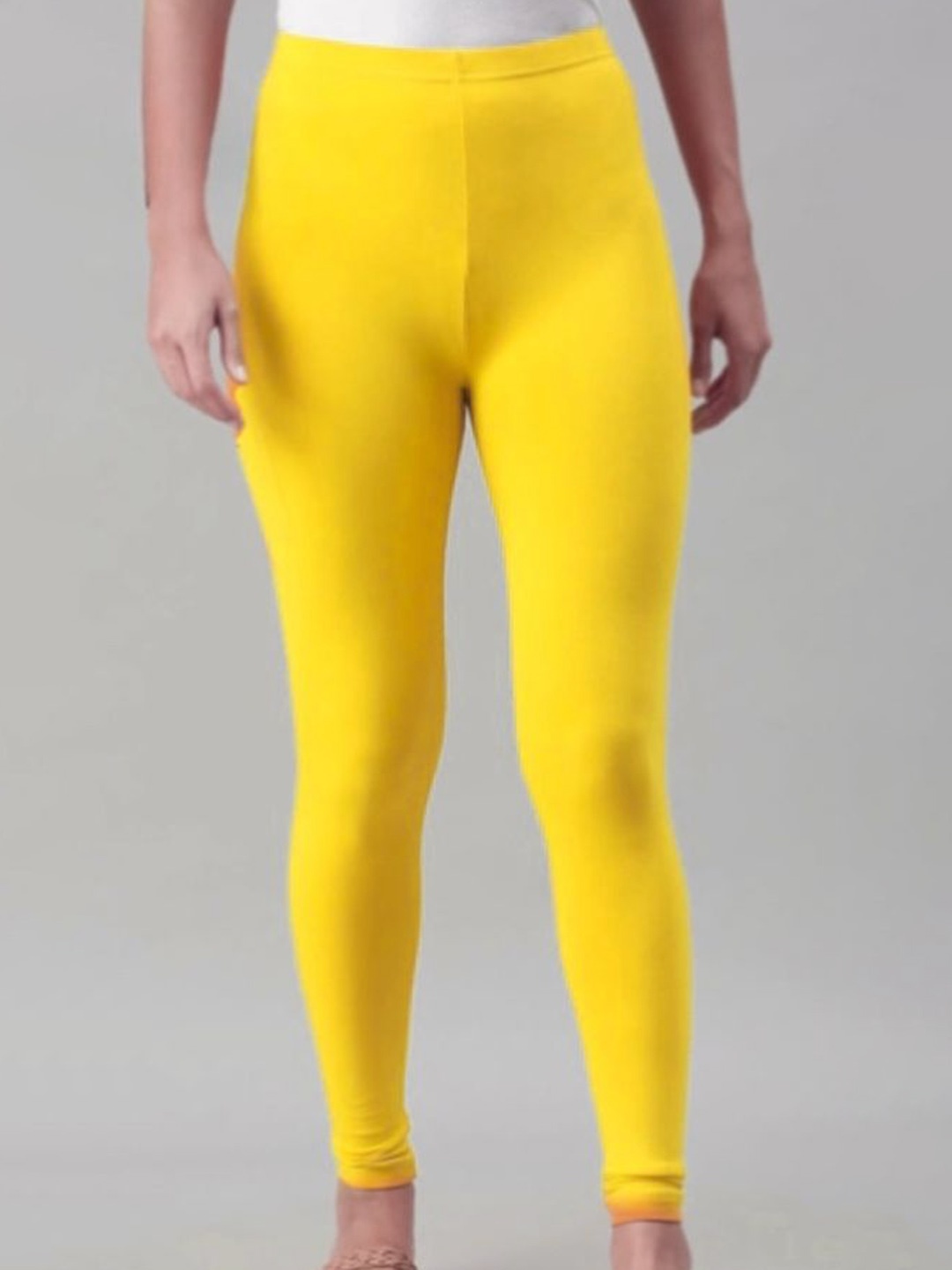 

BODYMIST Mid-Rise Cotton Churidar-Length Leggings, Yellow