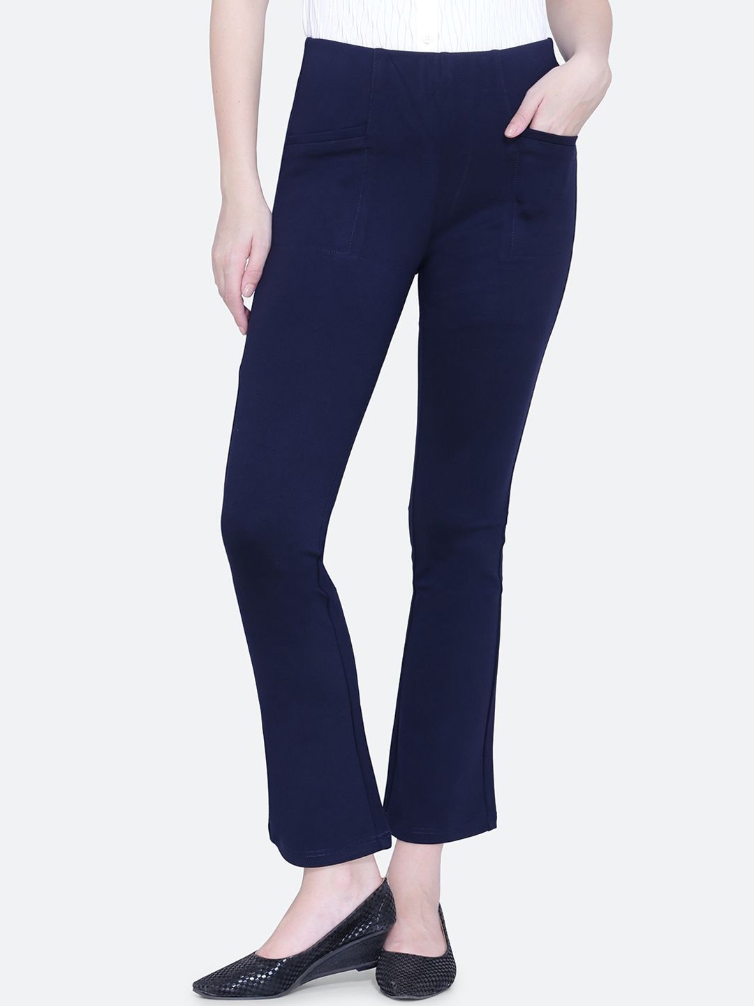 

FCK-3 Women Smart High-Rise Trousers, Navy blue