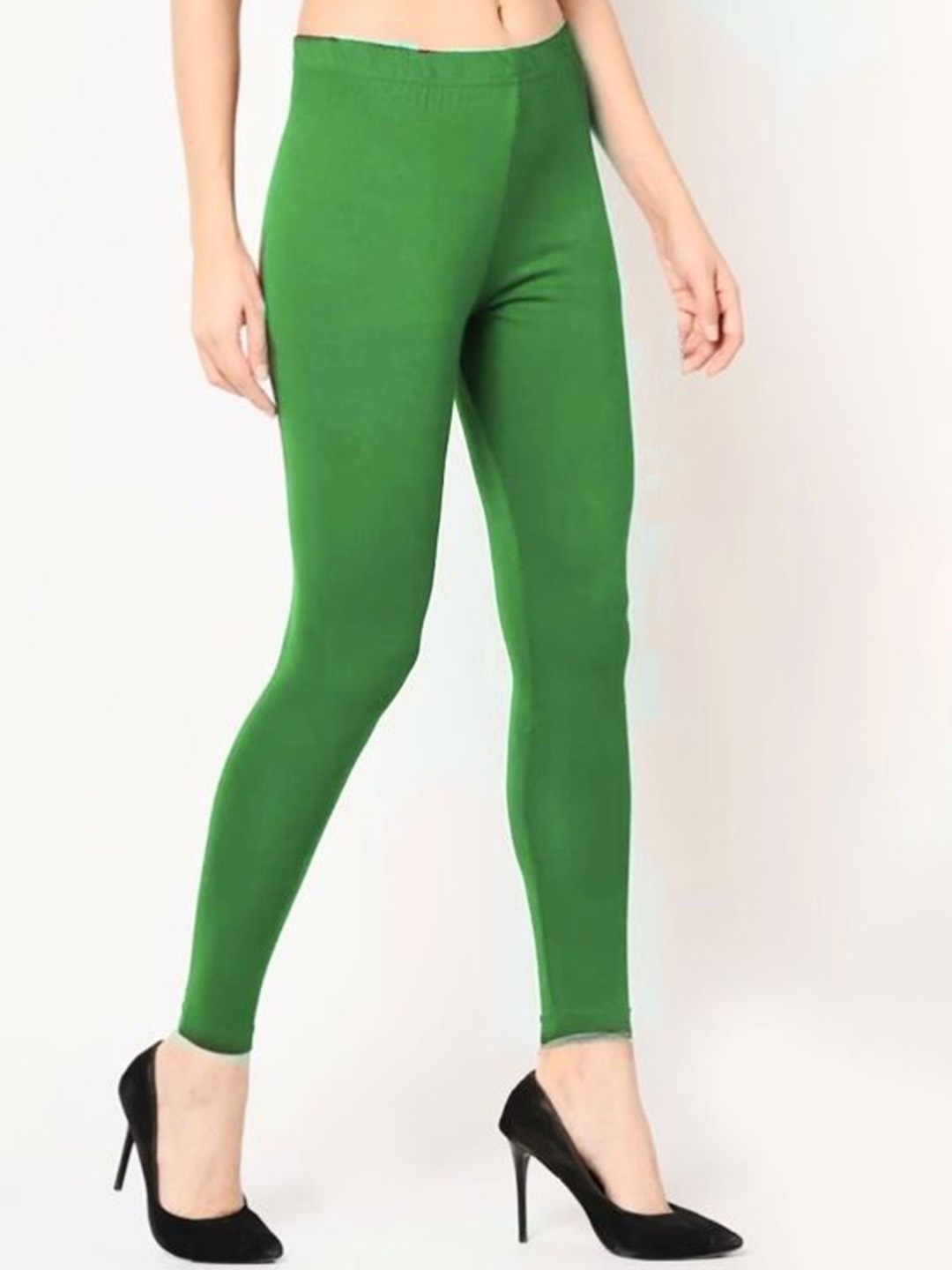 

BODYMIST Mid-Rise Cotton Ankle-Length Leggings, Green