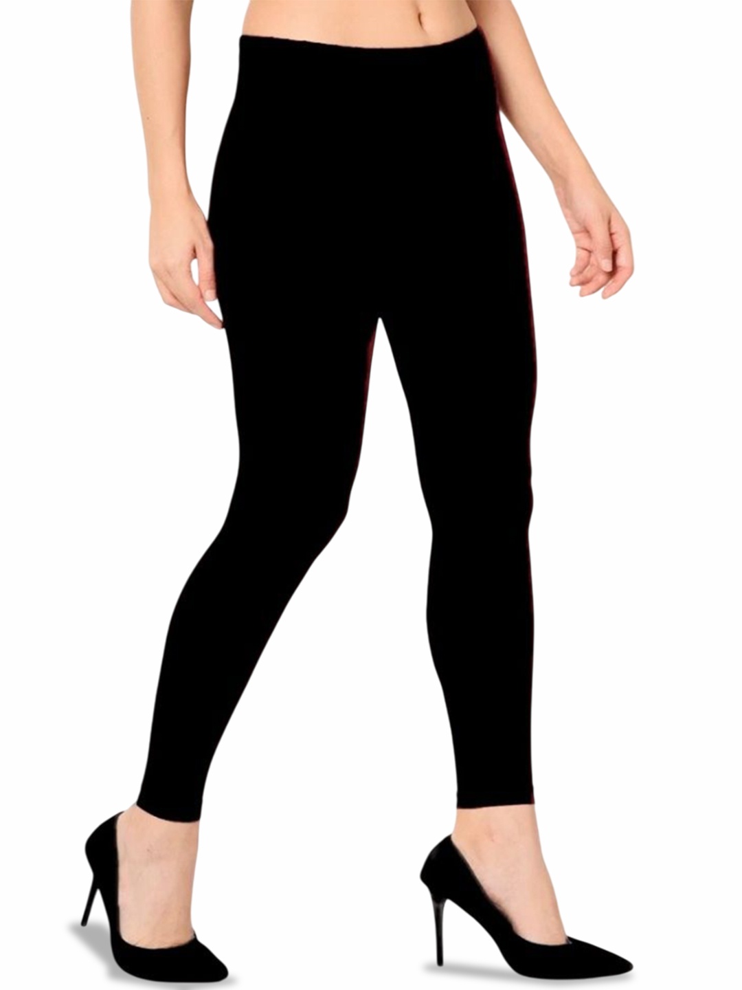 

BODYMIST Pack Of 2 Mid-Rise Cotton Ankle-Length Leggings, Black