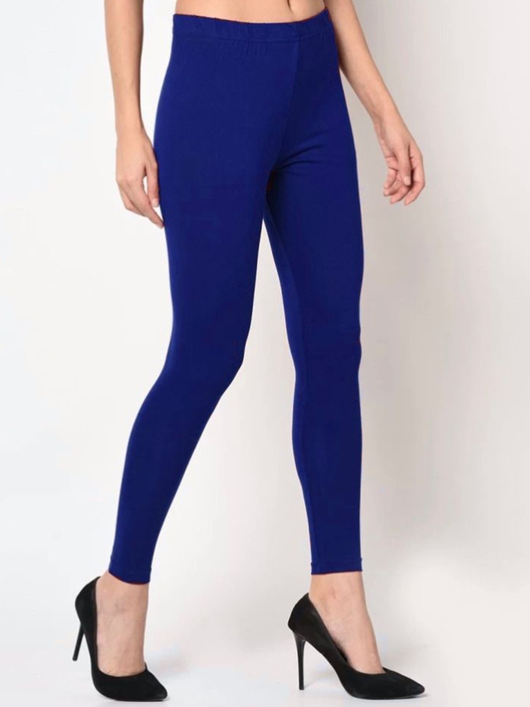 

BODYMIST Mid-Rise Cotton Ankle-Length Leggings, Navy blue