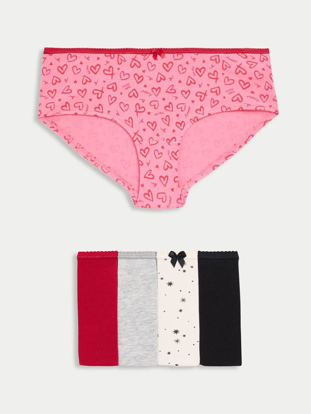 

Marks & Spencer Pack Of 5 Printed Mid Rise Basic Briefs T615102XVERY PINK