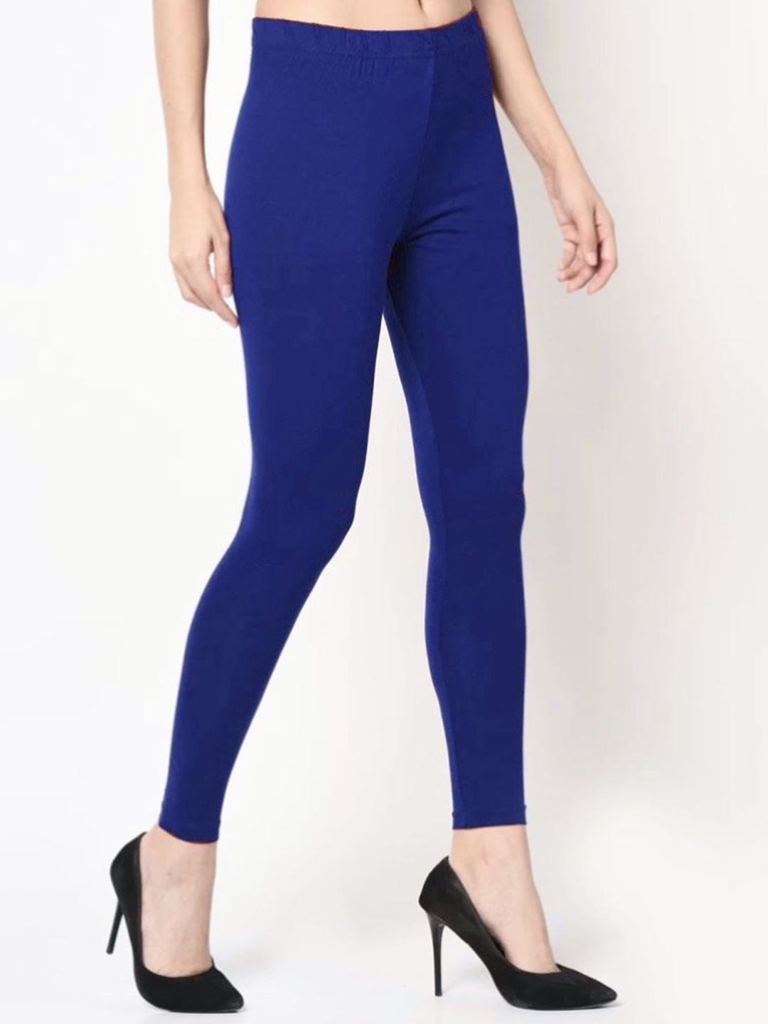 

BODYMIST Mid-Rise Cotton Ankle-Length Leggings, Blue