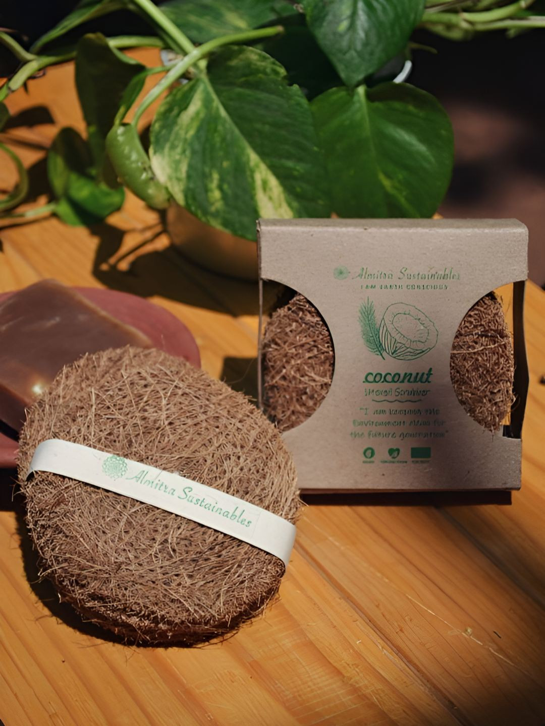 

Almitra Sustainables Camel Brown Coconut Fiber Round Coir Scrub & Vegetable Cleaner