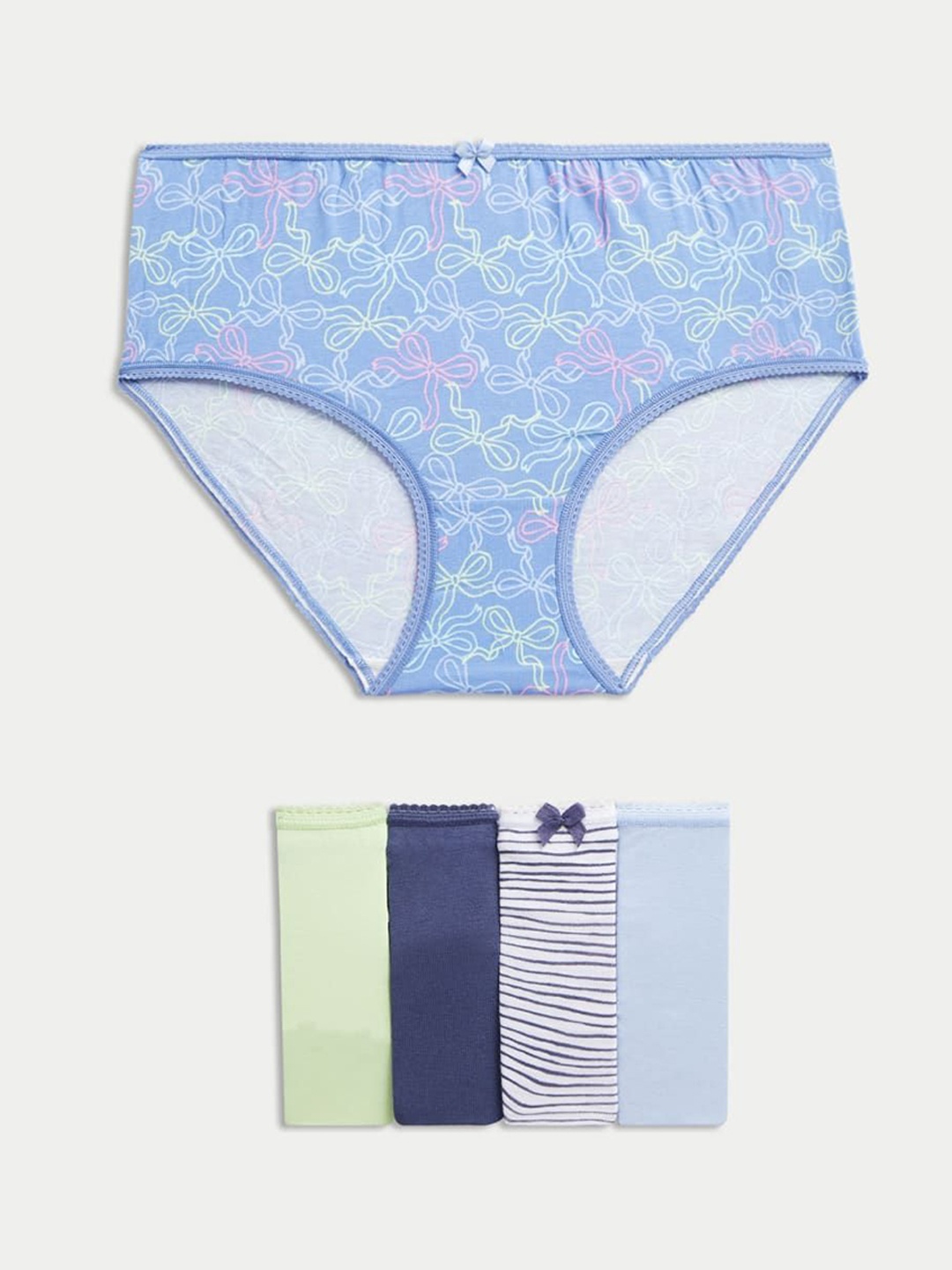 

Marks & Spencer Pack Of 5 Printed Mid Rise Basic Briefs T615104XICE BLUE