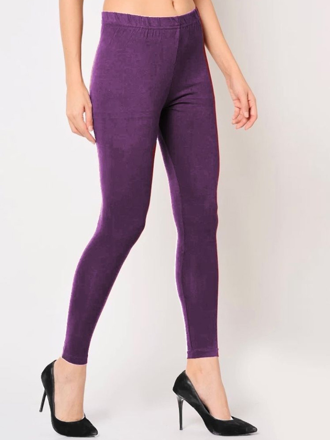 

BODYMIST Mid-Rise Cotton Ankle-Length Leggings, Purple