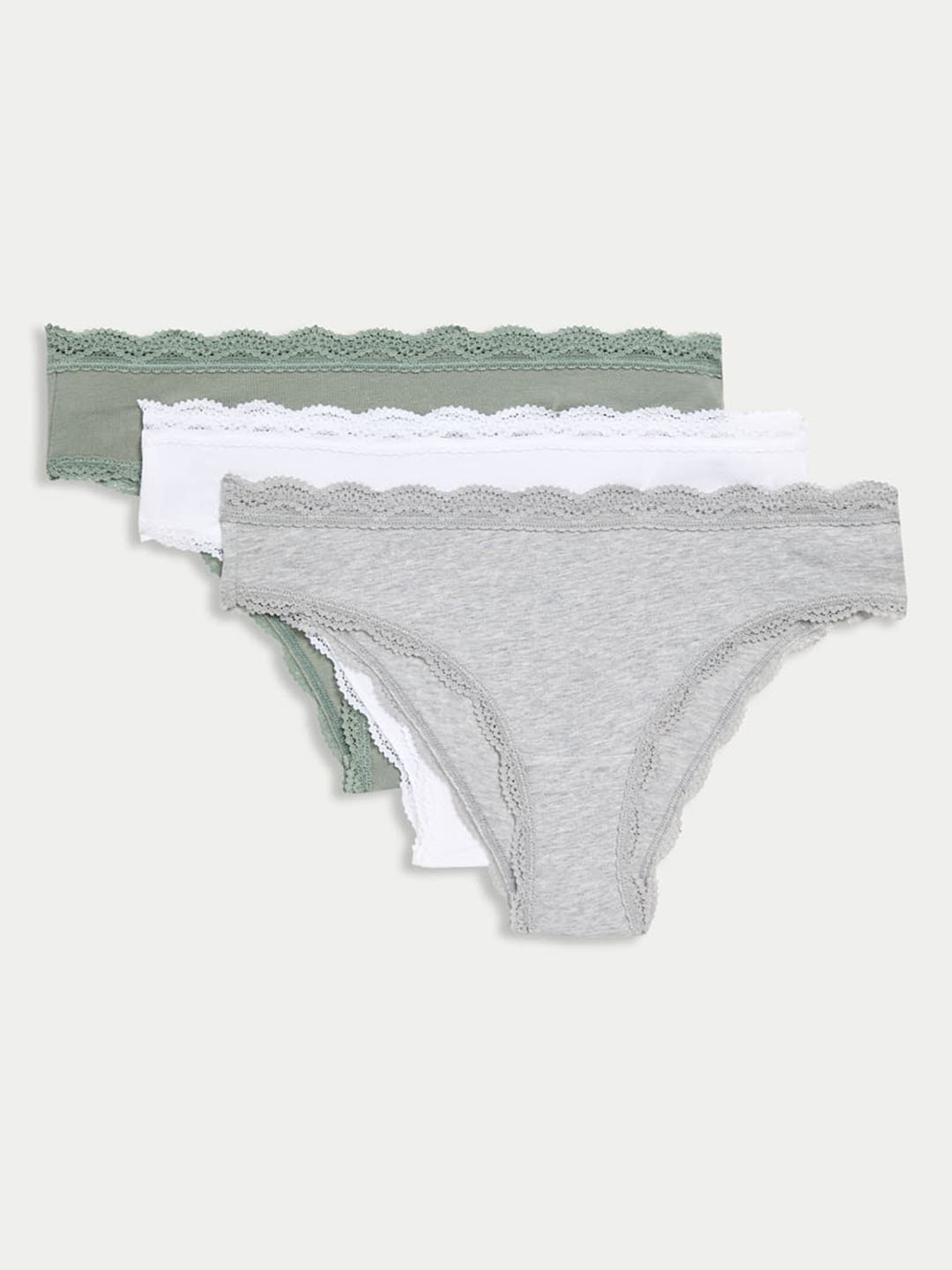 

Marks & Spencer Pack Of 3 Mid Rise Basic Briefs T617796BGREEN MIX, Green