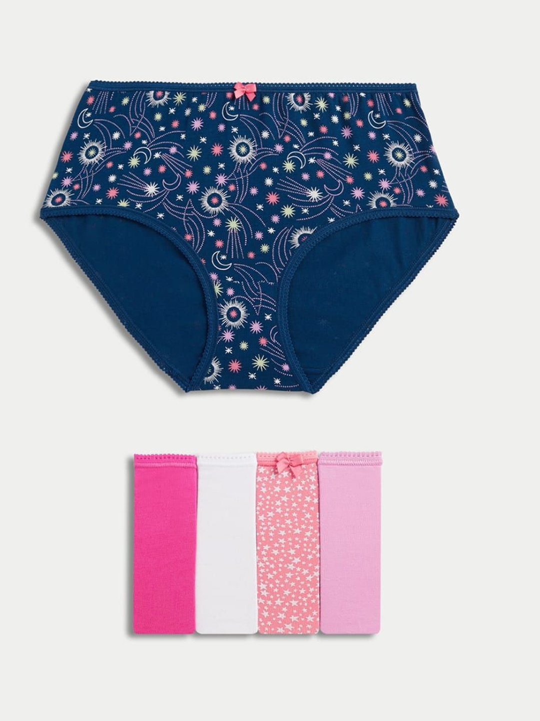 

Marks & Spencer Pack Of 5 Printed High Rise Basic Briefs T615104XPINK FIZZ, Pink