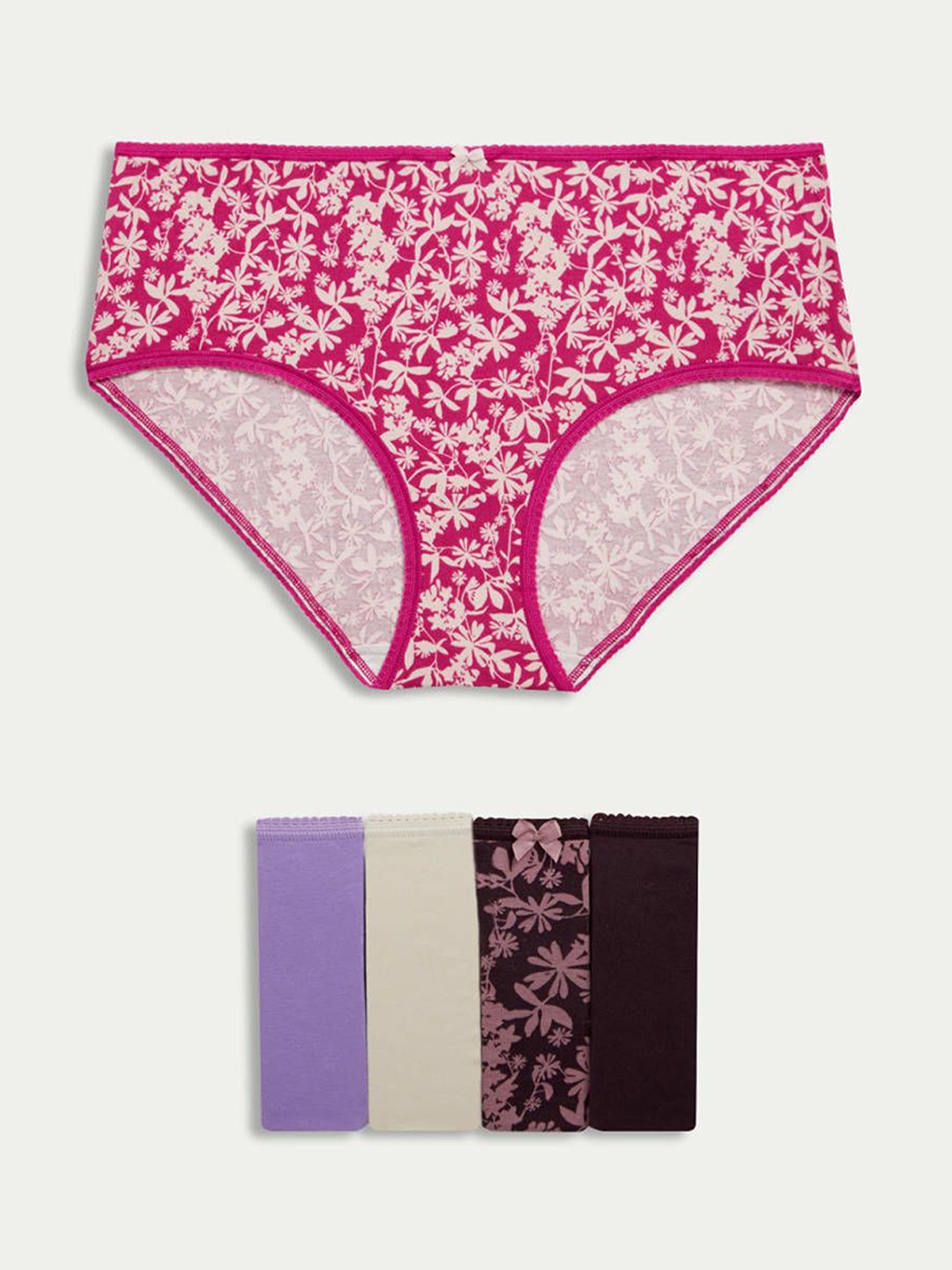 

Marks & Spencer Pack Of 5 Printed High Rise Basic Briefs T615104XDARK LILAC, Purple