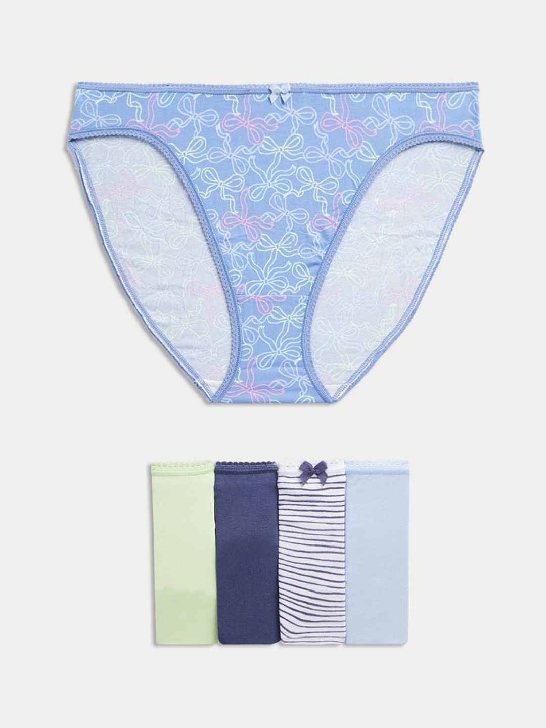 

Marks & Spencer Pack Of 5 Printed High Rise Basic Briefs T615103XICE BLUE