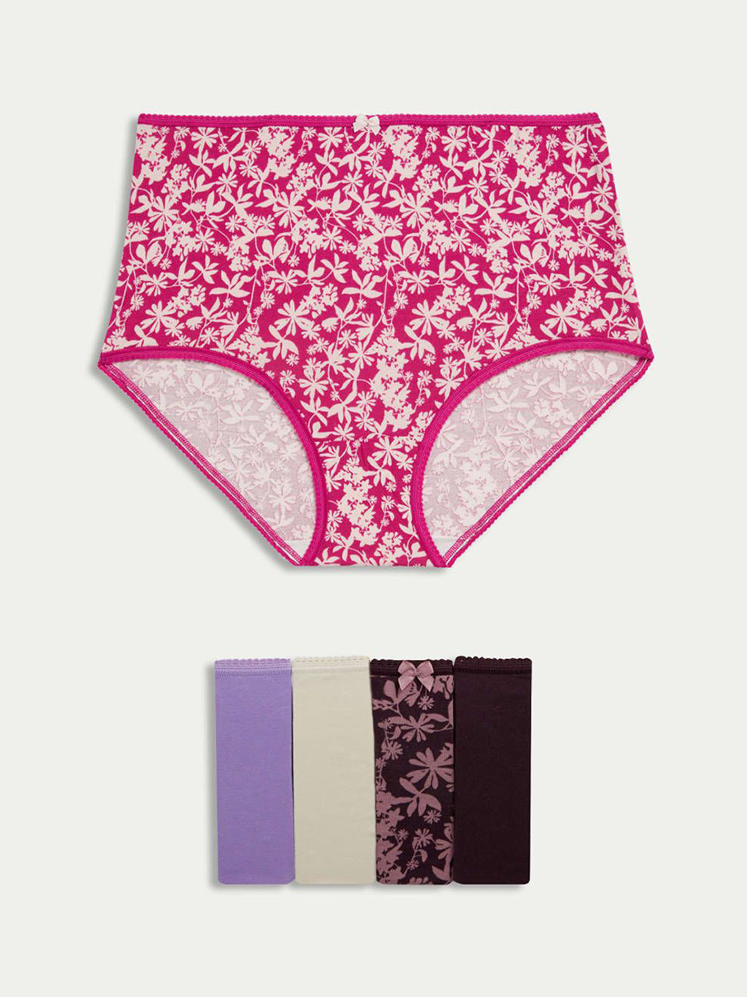 

Marks & Spencer Pack Of 5 Printed High Rise Basic Briefs T615105XDARK LILAC, Purple
