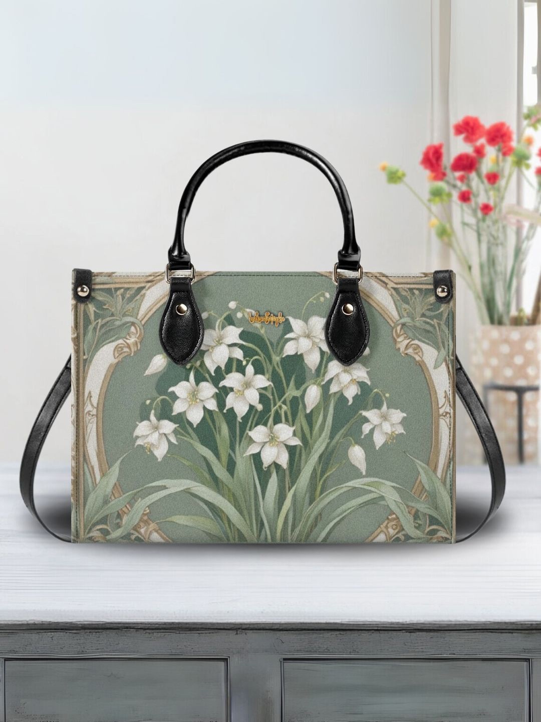 

LIKE STYLE Floral Printed Swagger Shoulder Bag, Green