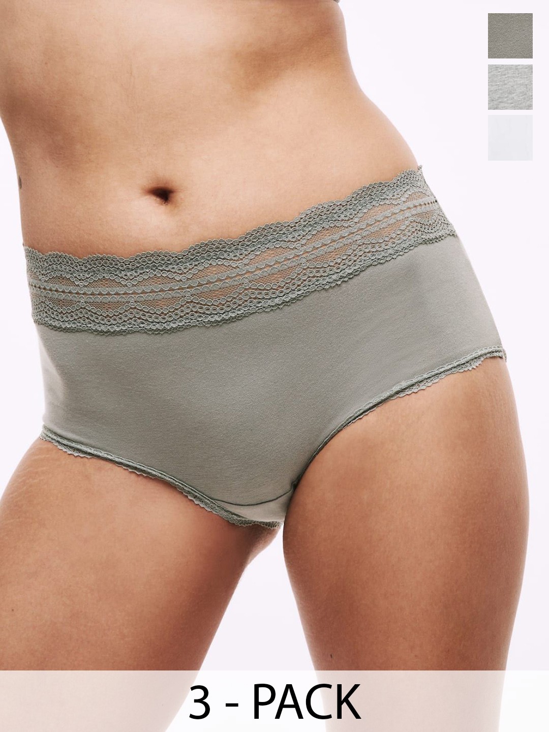 

Marks & Spencer Pack Of 3 Printed High Rise Basic BriefsT614282EGREEN MIX, Green