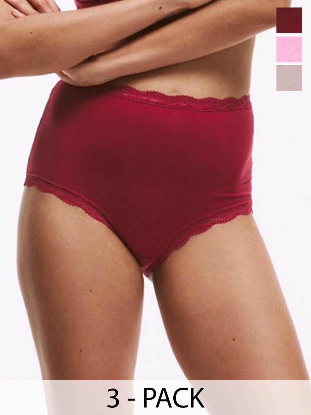 

Marks & Spencer Pack Of 5 High Rise Basic Briefs T614865FDARK CRANBERRY, Pink