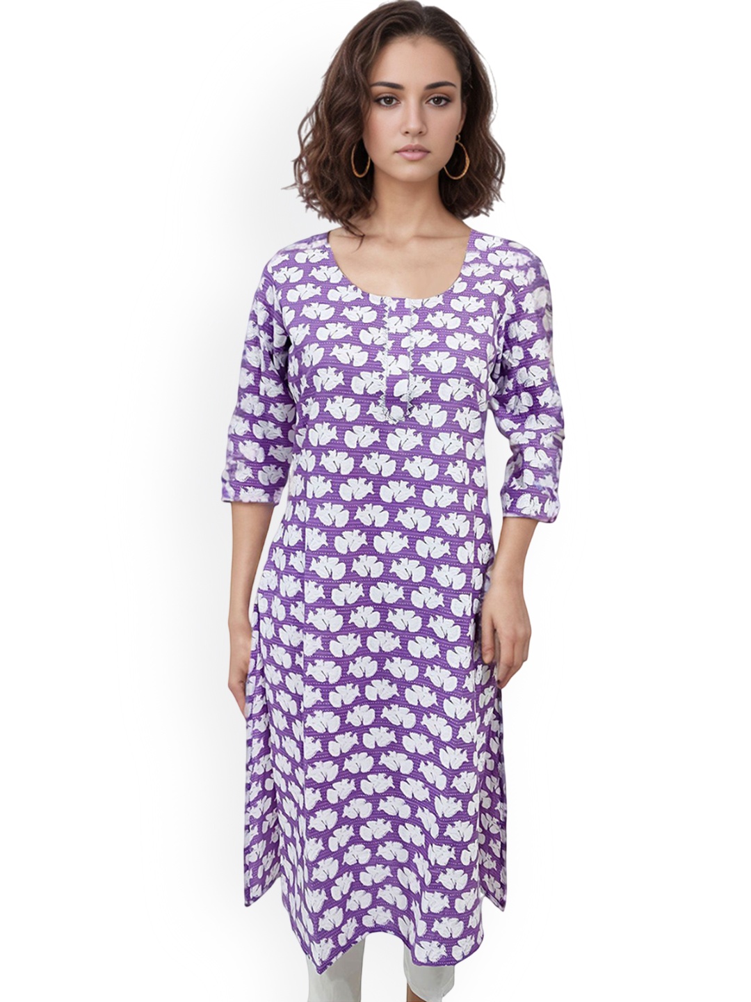 

RAYINVENT Women Floral Printed Kurta, Purple