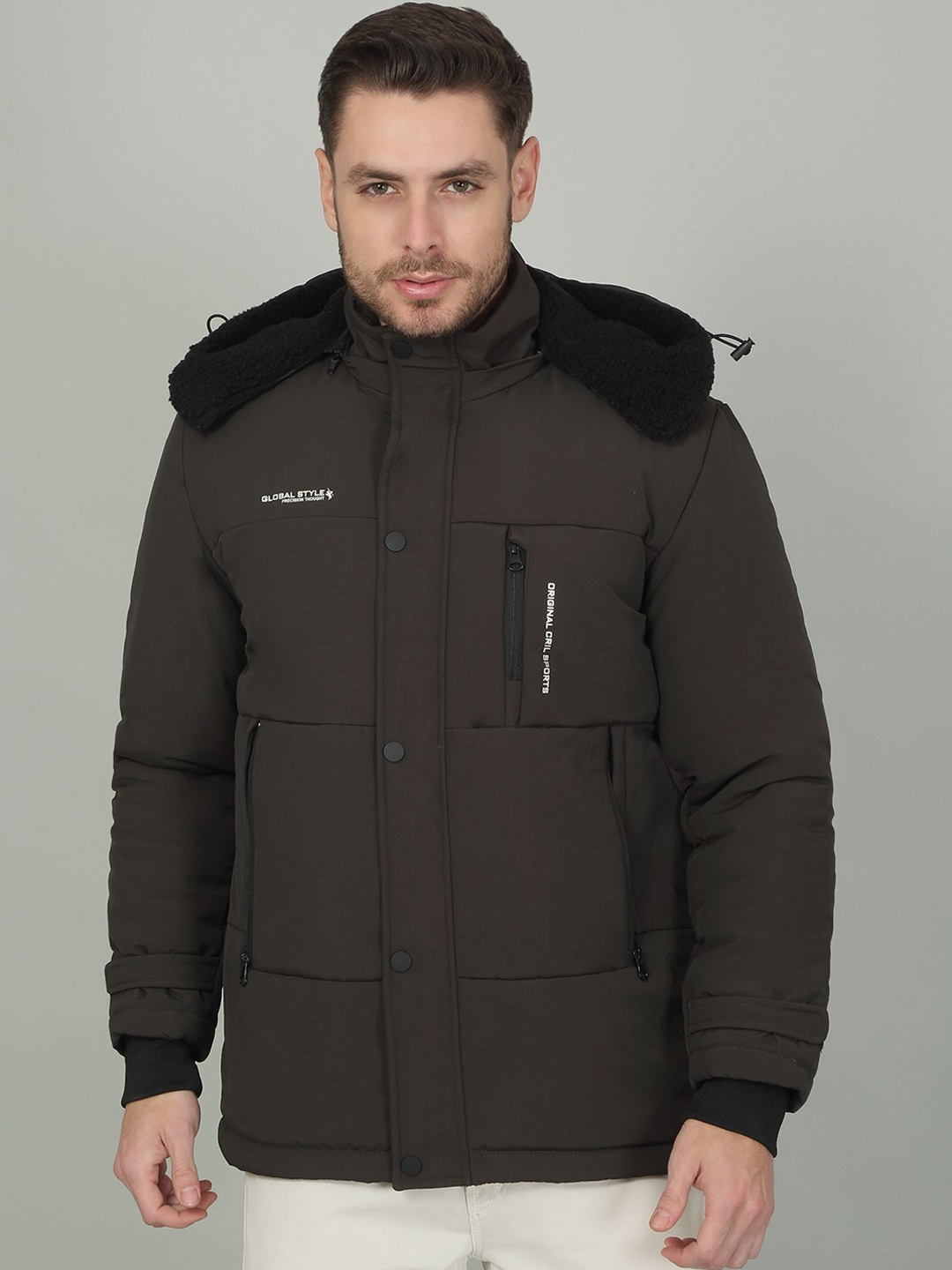 

Cantabil Men Open Front Jacket, Olive