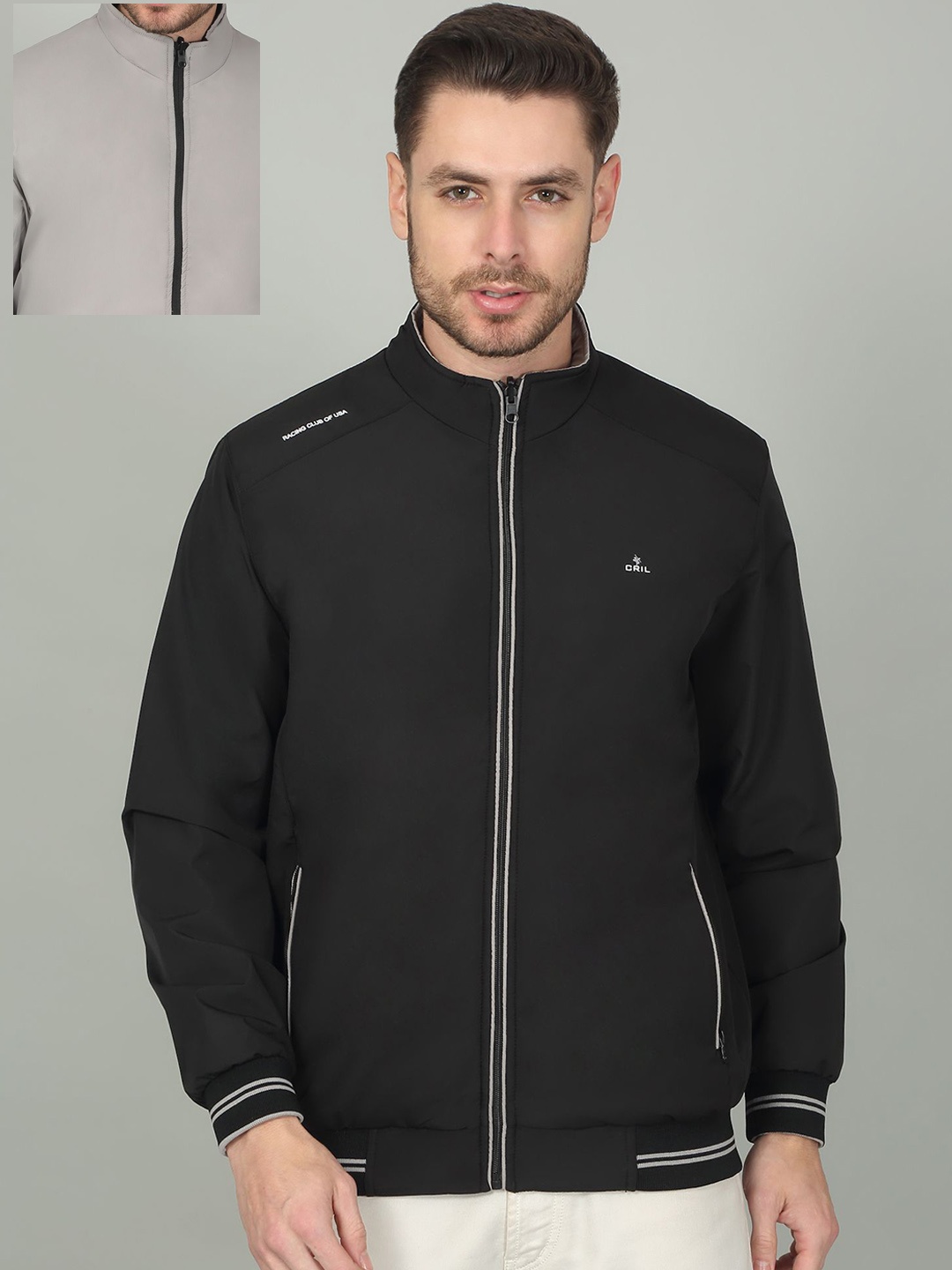 

Cantabil Men Reversible Open Front Jacket, Black