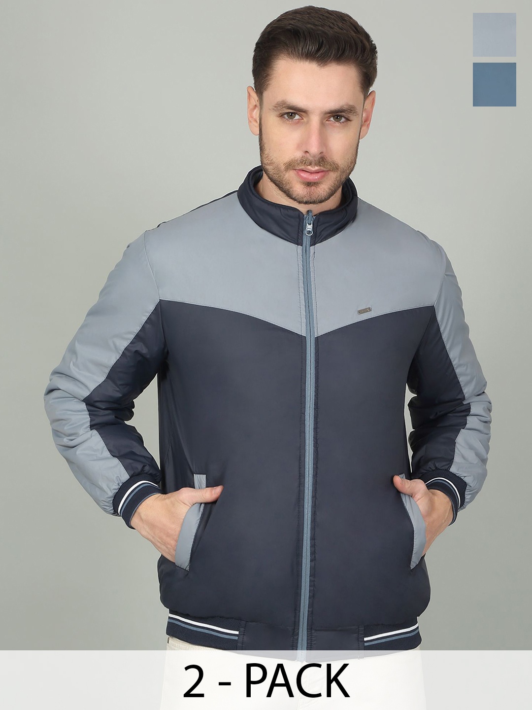 

Cantabil Men Reversible Open Front Jacket, Blue