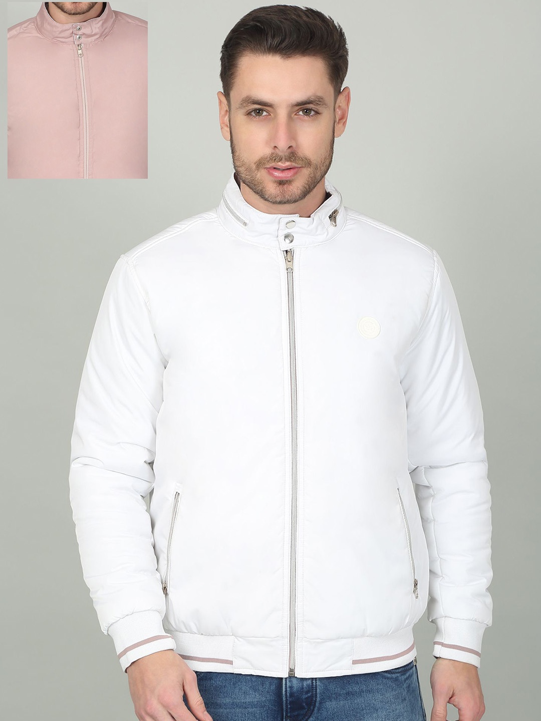 

Cantabil Men Reversible Open Front Jacket, White