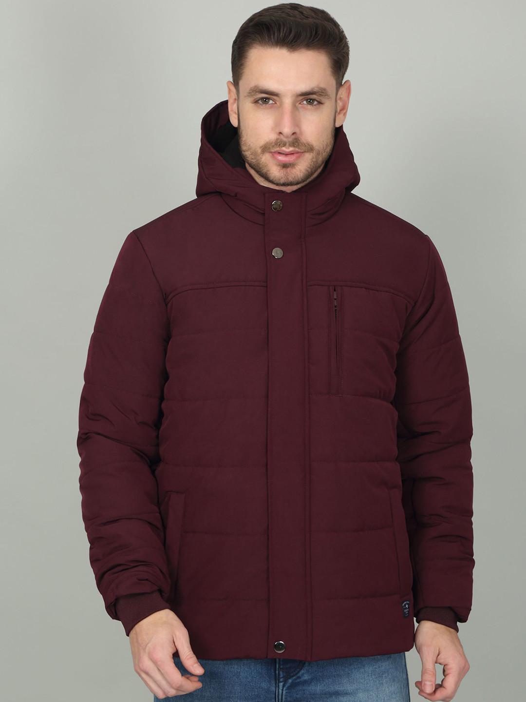 

Cantabil Men Open Front Jacket, Maroon