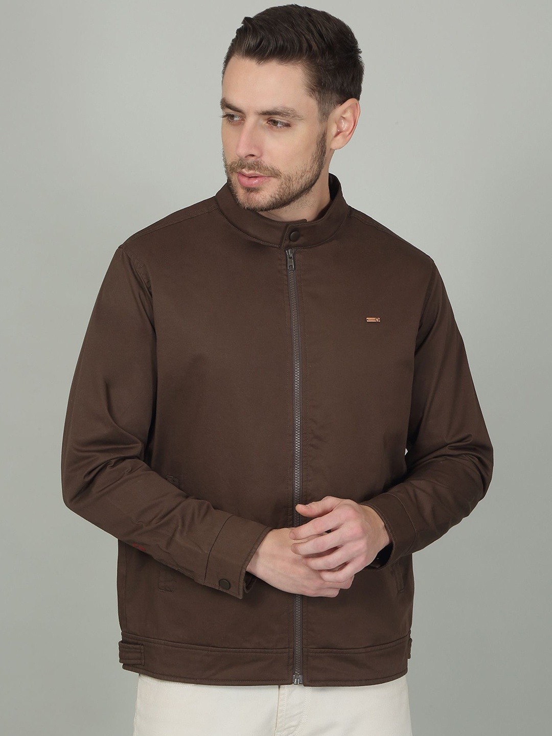 

Cantabil Men Open Front Jacket, Brown