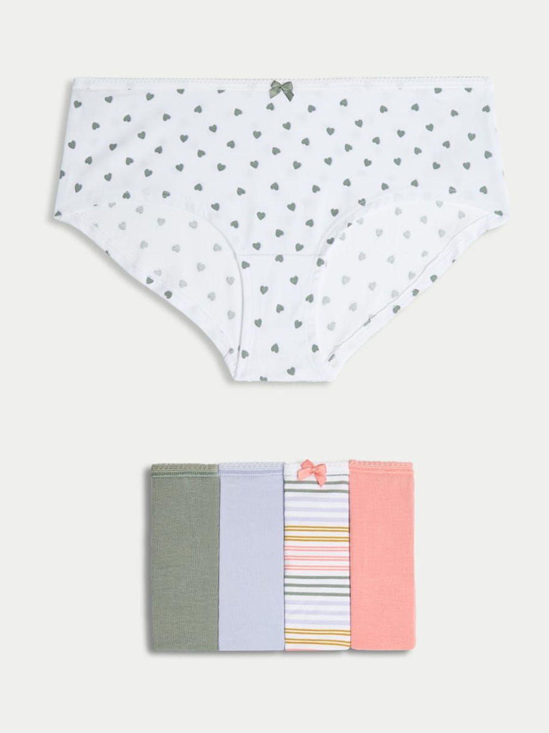

Marks & Spencer Pack Of 5 Printed High Rise Basic BriefsT615102XCORAL MIX, Green